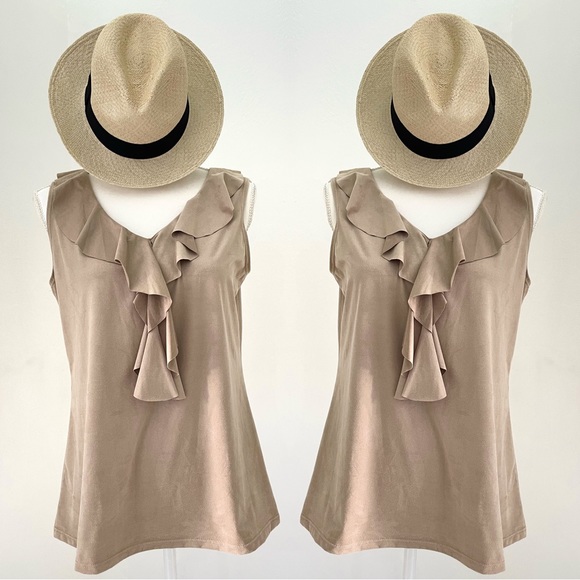 Suede light brown sleeveless top size M - Picture 1 of 5